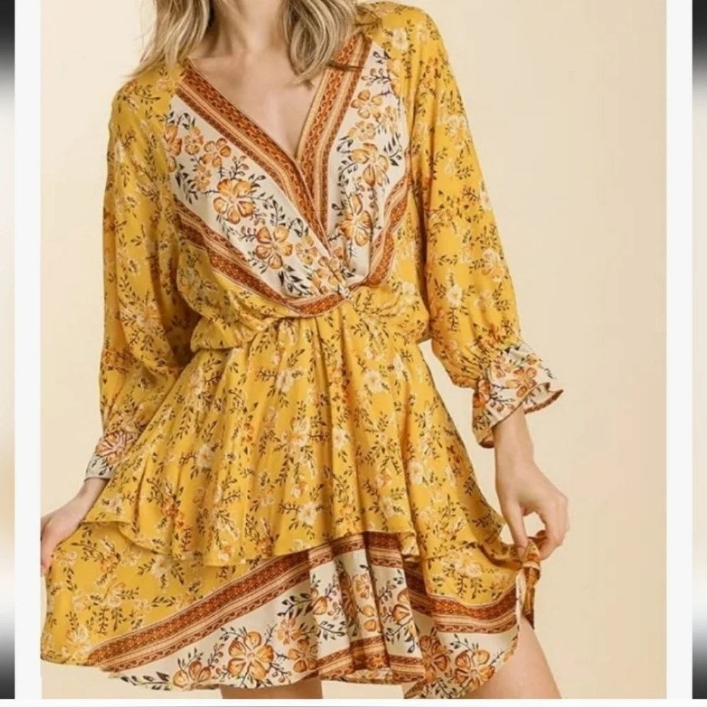 Umgee Floral Print Layered Dress - Picture 2 of 8